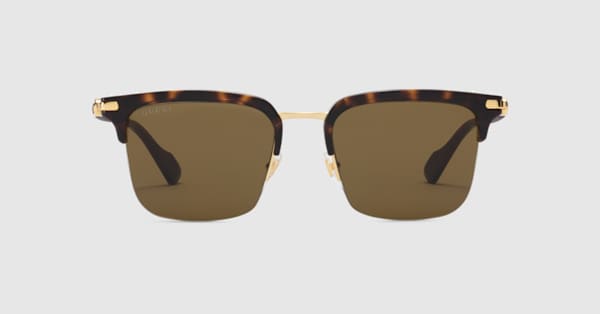 GUCCI ゴールドスクエアサングラス スクエア サングラス ・イエローゴールドトーン メタル | GUCCI公式