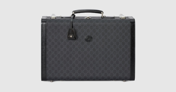 Medium rigid suitcase in black Supreme | GUCCI® SG