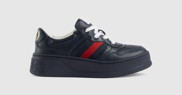 GUCCI CHILDREN ネイビーキャンバス テニス スニーカー 13.5