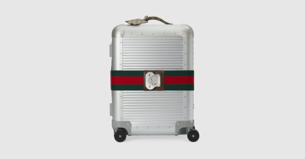 GUCCIアルミニウムキャビントロリーラゲージストラップ付き Gucci Porter cabin plus trolley in silver aluminum | GUCCI® US