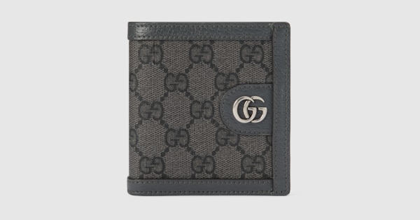 オフィディア〕二つ折り ウォレット ・グレー＆ブラック GGスプリーム