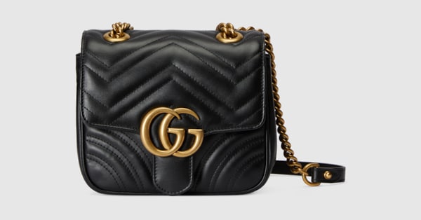 GG Marmont Mini Bag Matelassé in Black Leather