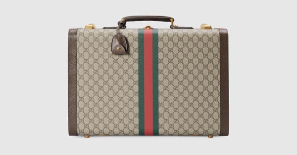 Gucci Savoy medium rigid suitcase in beige and ebony Supreme