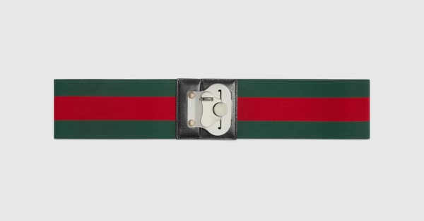Luggage elastic Web band in green and red canvas | GUCCI® US