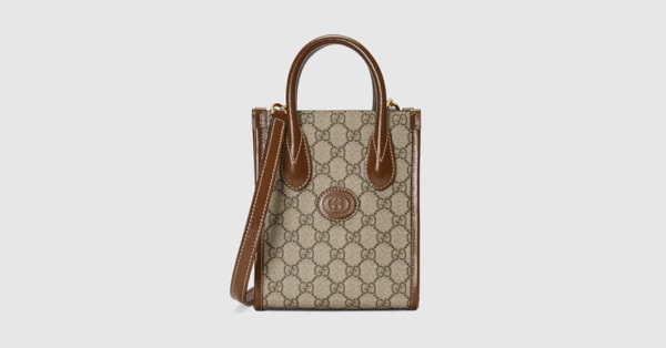 GG Supreme Mini Canvas Tote in Beige - Gucci