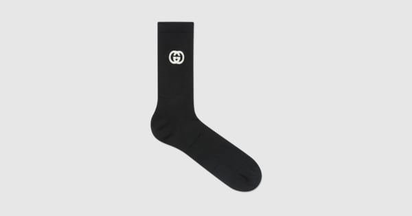 Cotton blend socks with Interlocking G in black | GUCCI® US