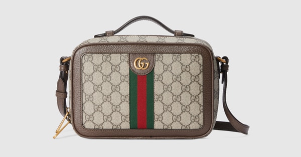 Ophidia small crossbodybag in beige and ebony Supreme | GUCCI® SG