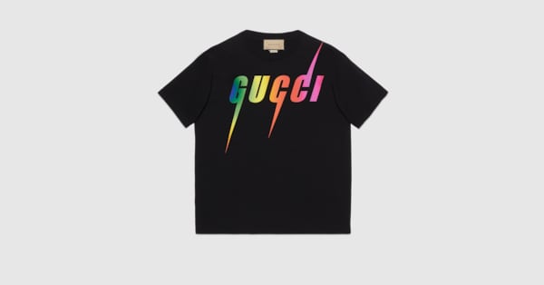 Cotton T-shirt with Gucci Blade print in black | GUCCI® ZA