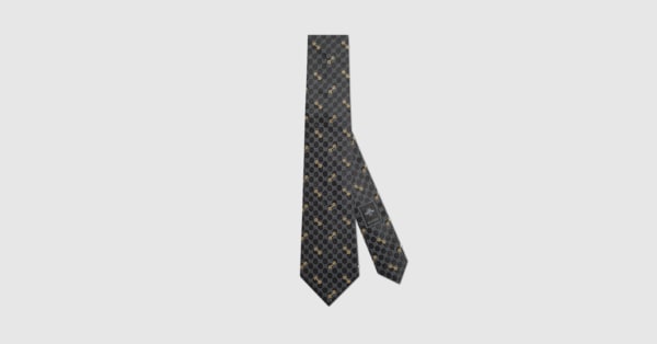 GG silk jacquard tie in black/grey | GUCCI® US