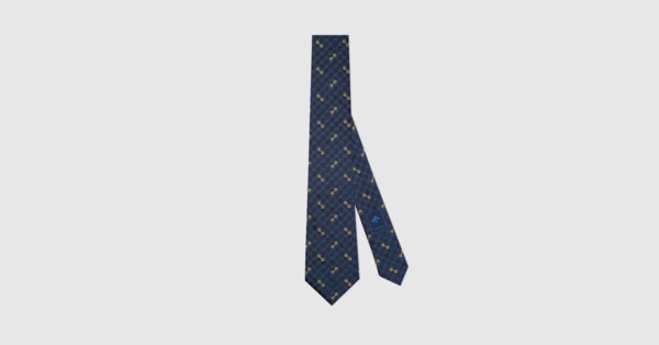 みかん GUCCI jacquard tie horsebit GG silk jacquard tie in dark blue and light blue | GUCCI® US