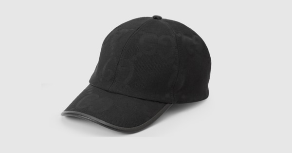 Jumbo GG Leather And Mesh Baseball Cap in Black - Gucci