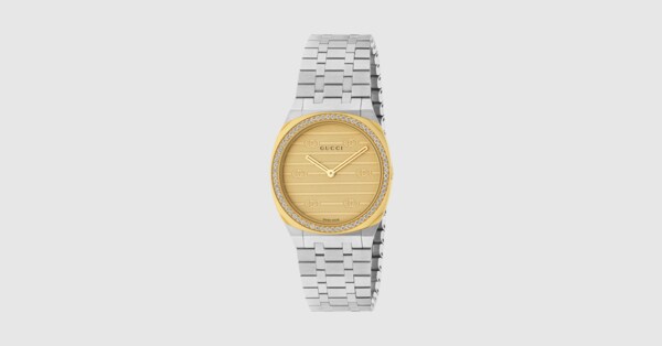 GUCCI 腕時計3点セット Gucci 25H Diamond Bezel and Stainless Steel Bracelet Watch | 30mm