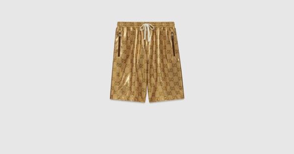 GG technical jersey basketball shorts in gold | GUCCI® SG