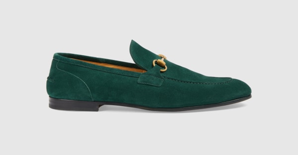 Mocassins Gucci Jordaan pour homme en daim vert GUCCI FR