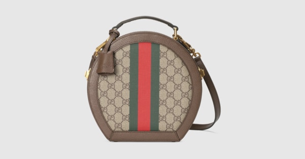 Gucci Savoy mini rigid hat box in beige and ebony Supreme | GUCCI® US