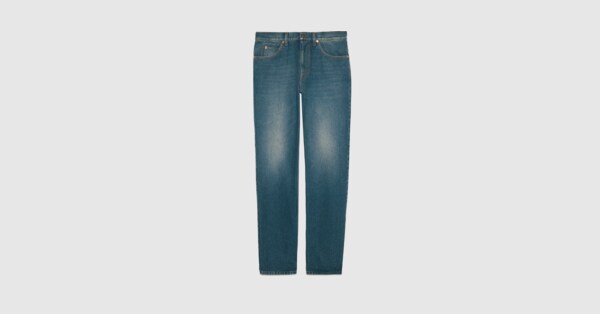 Regular fit washed jeans in blue