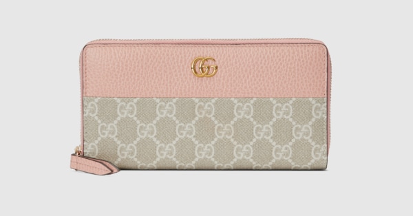 ダブルG バイカラー ジップアラウンドウォレット ・ライトピンク