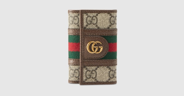 Gucci Ophidia Key Pouch in Beige Ebony GG Supreme with Classic Vintage Web  - SOLD