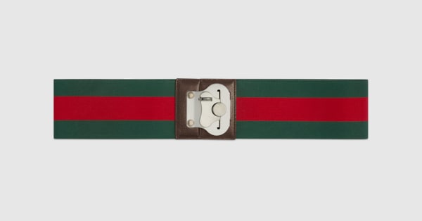 Luggage elastic Web band in green and red canvas | GUCCI® US