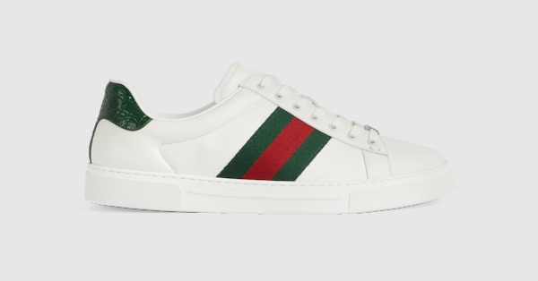Baskets Gucci Ace avec bande Web pour homme en cuir blanc GUCCI® FR