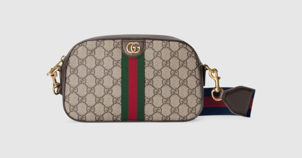 Ophidia small crossbody bag in beige and ebony Supreme | GUCCI® US