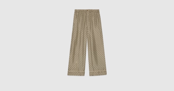 パンツ GUCCI SS25 'satin' pants (818526Z7AK9 4026) GUCCI Satin-jacquard wide-leg pants | NET-A-PORTER