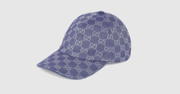 GG canvas baseball hat in blue and grey | GUCCI® US