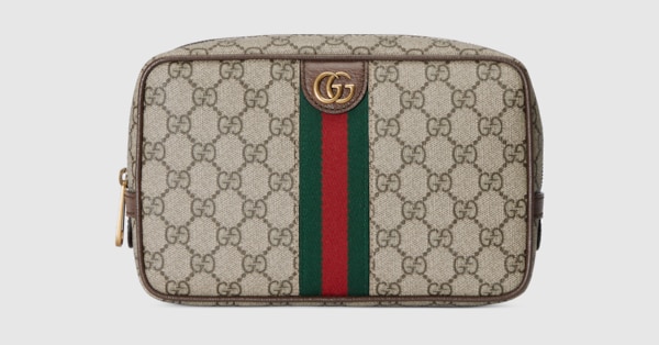 Gucci Savoy〕スモール コスメティックケース ・ベージュ＆エボニー GG