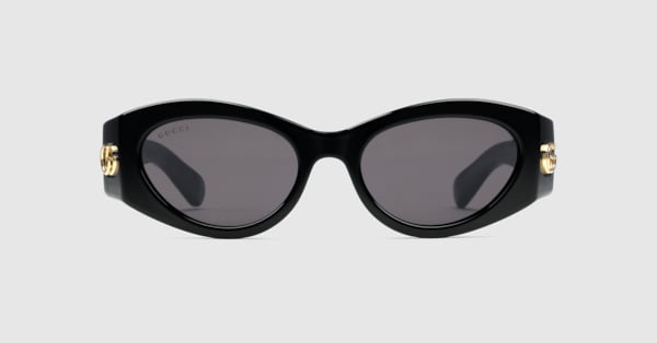 Cat-eye frame sunglasses in black acetate | GUCCI® US