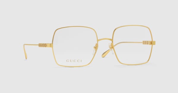 オンライン限定 スクエア オプティカルフレーム ・ゴールドトーン