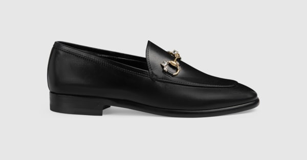 Mocassins Gucci Jordaan pour femme en cuir noir GUCCI FR