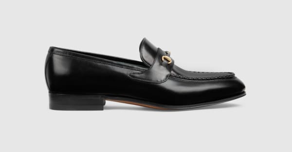 Men's loafer with leather covered Horsebit in black leather | GUCCI® UK