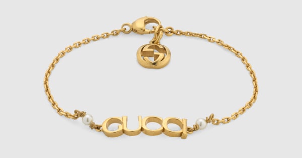 Gucci Double G Key Bracelet with Crystals, Gold-Toned Metal, Gold-Toned Metal