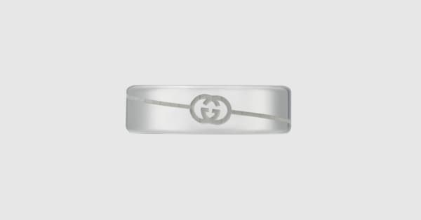 Diagonal Interlocking G ring in 925 sterling silver | GUCCI® US