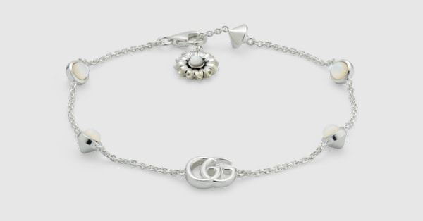 GG Marmont mother of pearl bracelet in 925 sterling silver