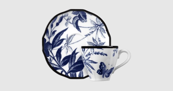 ハーバリウム コーヒーカップ＆ソーサー 2客セット ・ブルー＆ホワイト