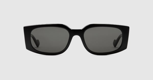 Rectangular-frame sunglases in black injection | GUCCI® US