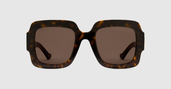 Square-frame Double G sunglasses in dark tortoiseshell
