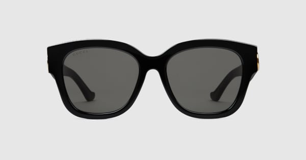 Low nose bridge round sunglasses in black acetate | GUCCI® SG