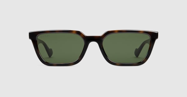 Rectangular-frame sunglases in dark brown injection | GUCCI® US
