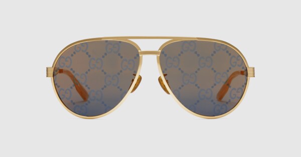 Gucci men's store retro aviator sunglasses