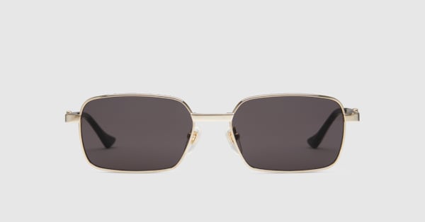 Rectangular-frame sunglasses in yellow gold-toned metal
