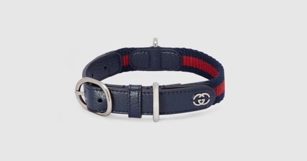 スモール/ミディアム ペット カラー ・ブルー＆レッド ファブリック