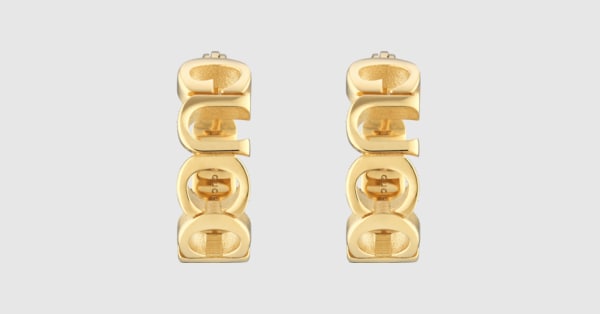 GUCCI” ロゴ フープピアス ・イエローゴールドトーン | GUCCI公式