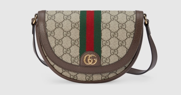 Ophidia small shoulder bag in beige and ebony Supreme | GUCCI® SG