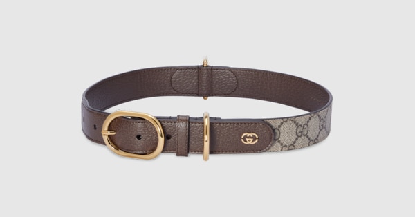 Large/extra-large pet collar in beige and ebony Supreme | GUCCI® US