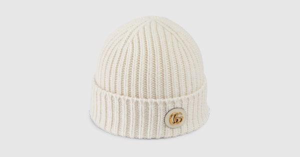 Wool cashmere hat with Double G in white | GUCCI® US