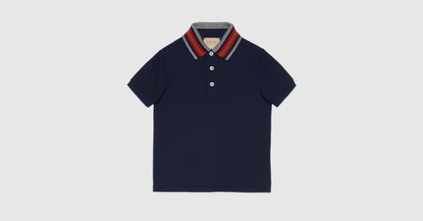 最終価格✴GUCCI　KIDS、グッチキッズ、ポロシャツ、アップル Children's cotton polo top with Web in dark blue | GUCCI® US