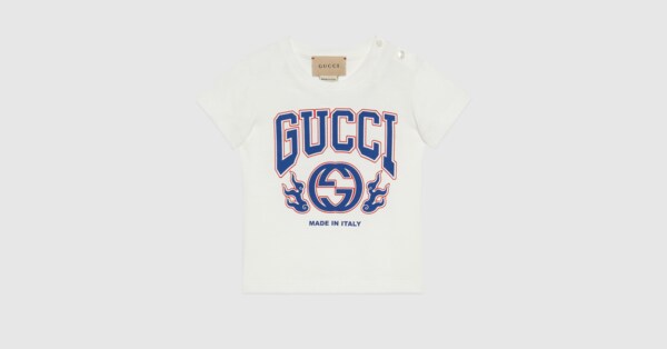 Baby Interlocking G cotton T shirt in white GUCCI SG