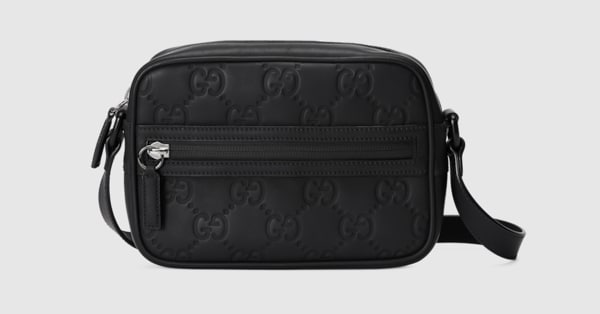 GG ラバーエフェクト ミニ ショルダーバッグ ・ブラック レザー